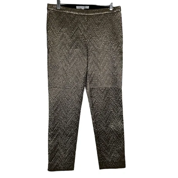 Trina Turk Metallic Gold Chevron Stretch Pant - Picture 2 of 6